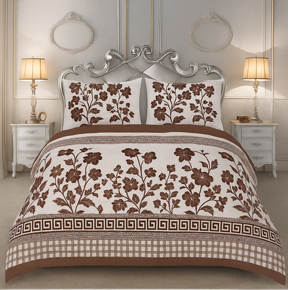 Crystal Cotton King Size Double Bed Sheet By Rooma - Elegant Floral Design (Design #5724)