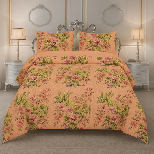 Rooma Premium Crystal Cotton King Bed Sheet – Floral Design 8884