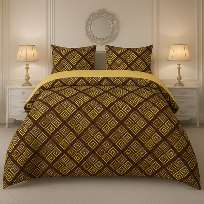 Rooma Crystal Cotton King Size Bed Sheet – Stylish Geometric Pattern with a Modern Twist Design #9252