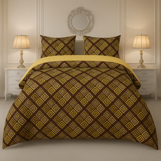 Rooma Crystal Cotton King Size Bed Sheet – Stylish Geometric Pattern with a Modern Twist Design #9252