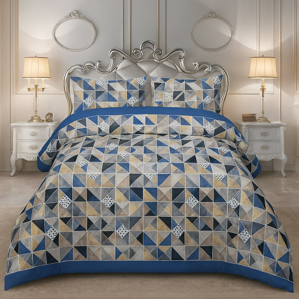 Crystal Cotton King Size Double Bed Sheet By Rooma - Elegant Floral Design (Design #9264)