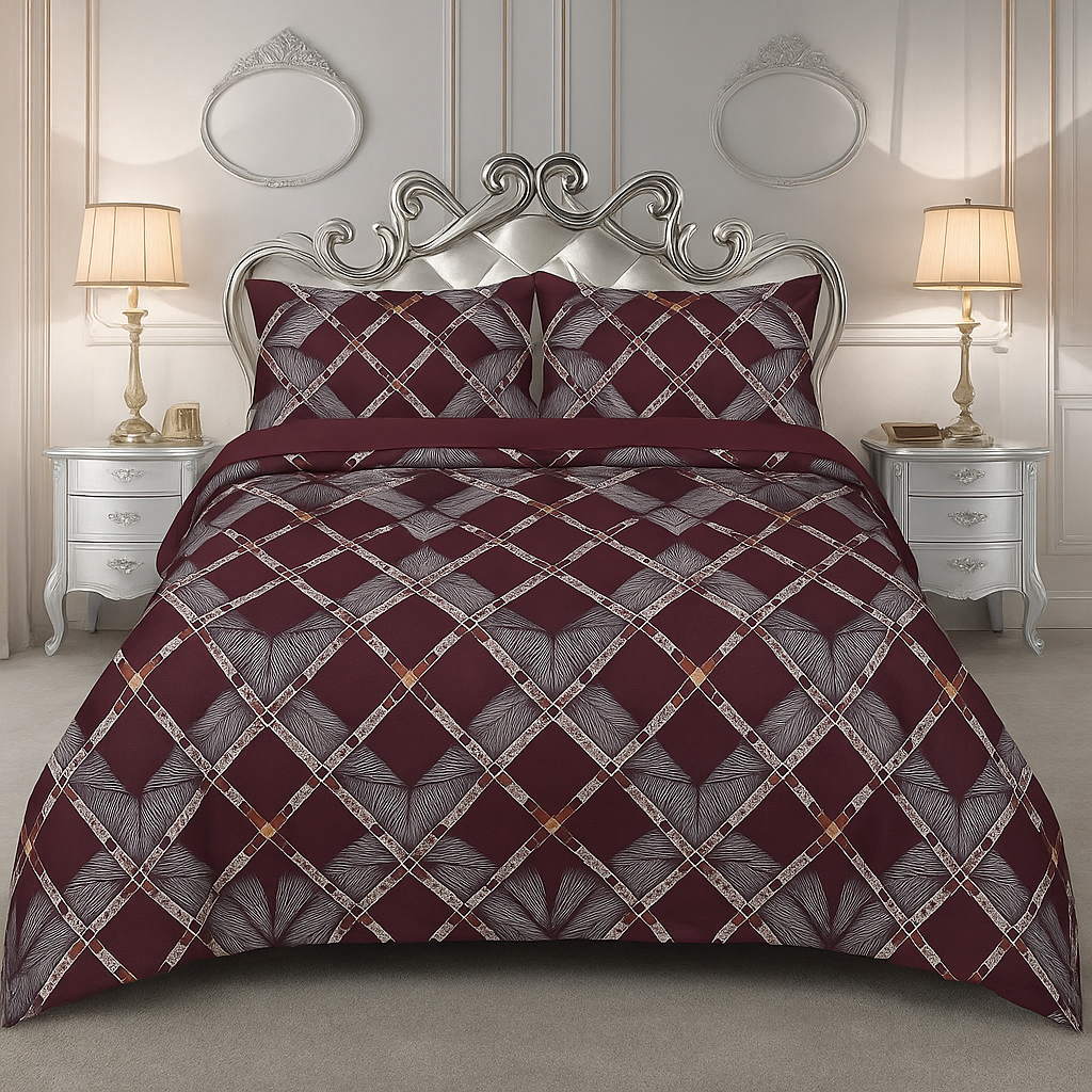 Rooma Crystal Cotton King Size Bed Sheet – Geometric Print Design #8984