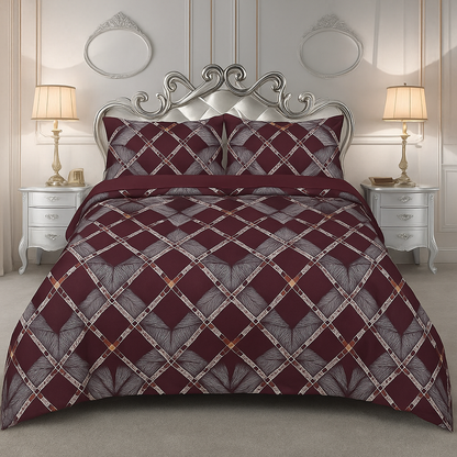 Rooma Crystal Cotton King Size Bed Sheet – Geometric Print Design #8984