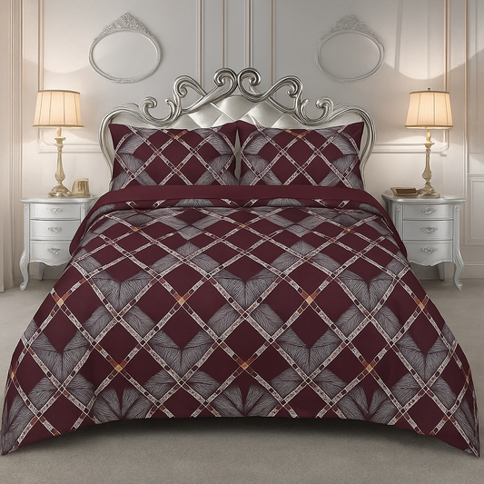 Rooma Crystal Cotton King Size Bed Sheet – Geometric Print Design #8984