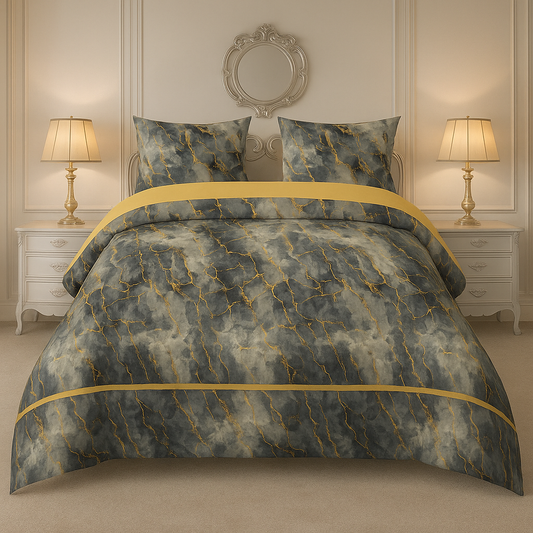 Crystal Cotton King Size Double Bed Sheet By Rooma - Elegant Floral Design (Design #8778)